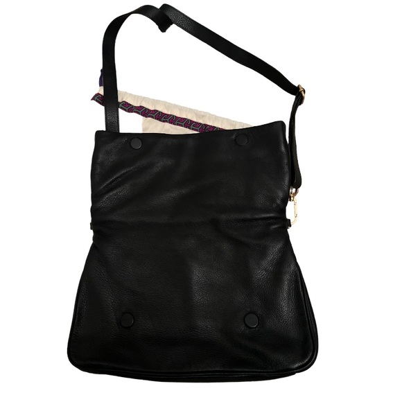 Tory Burch Amalie Fold Over Black Crossbody Purse Clutch Messenger Bag Authentic - Picture 4 of 10